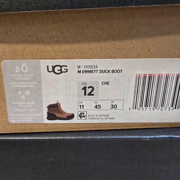 UGG Emmett Duck Boots Waterproof Winter Chesnut Brown 1115834-CHE Men's 12 NIB - Picture 10 of 14